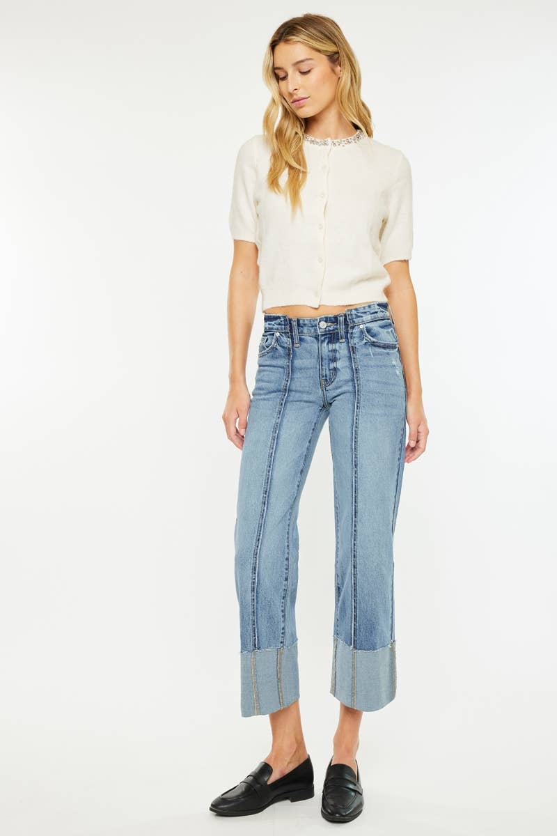 Kan Can Cropped Frey Front Seam Jeans KC2589M