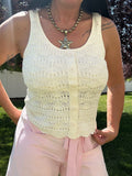 Cream Scalloped Hem Knit Tank