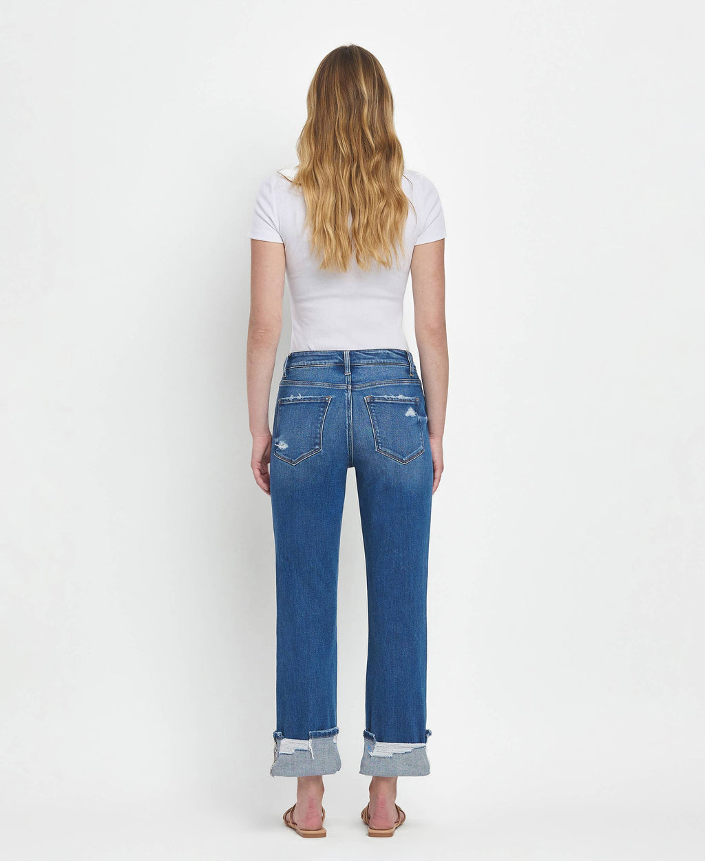Victoria High Rise Cuffed Straight Jeans