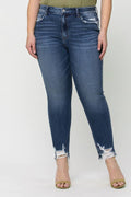 Haylie Plus Size High Rise Distressed Hem Crop Skinny Jeans