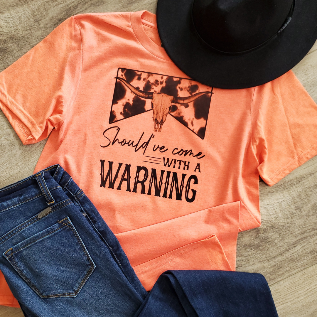 Should've  Come With A Warning Cow Print Graphic Tee