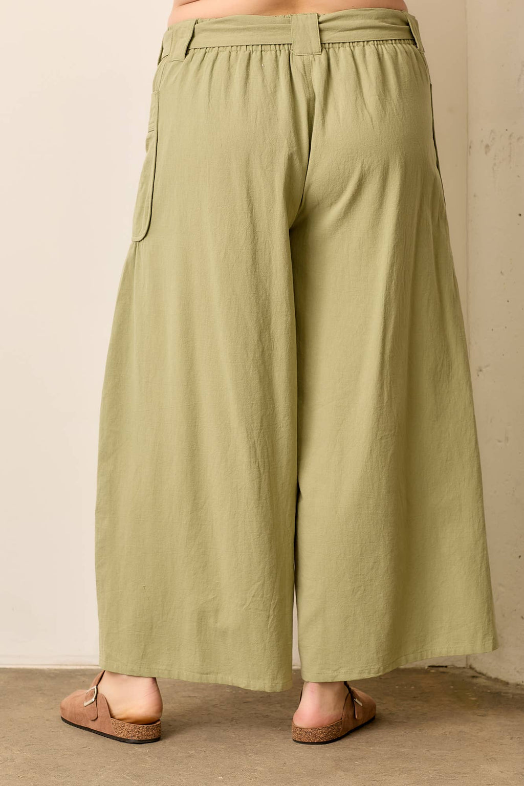 Waist Tie Pants with Pockets - Plus