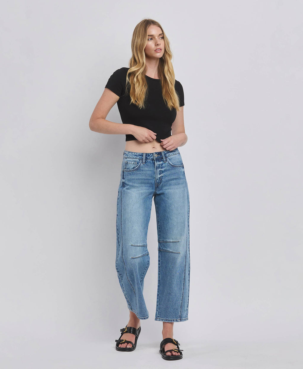 *HIGH RISE DART STRUCTURED FIT BARREL LEG JEANS JUNE 1-3