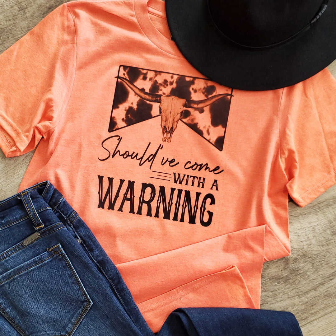 Should've  Come With A Warning Cow Print Graphic Tee