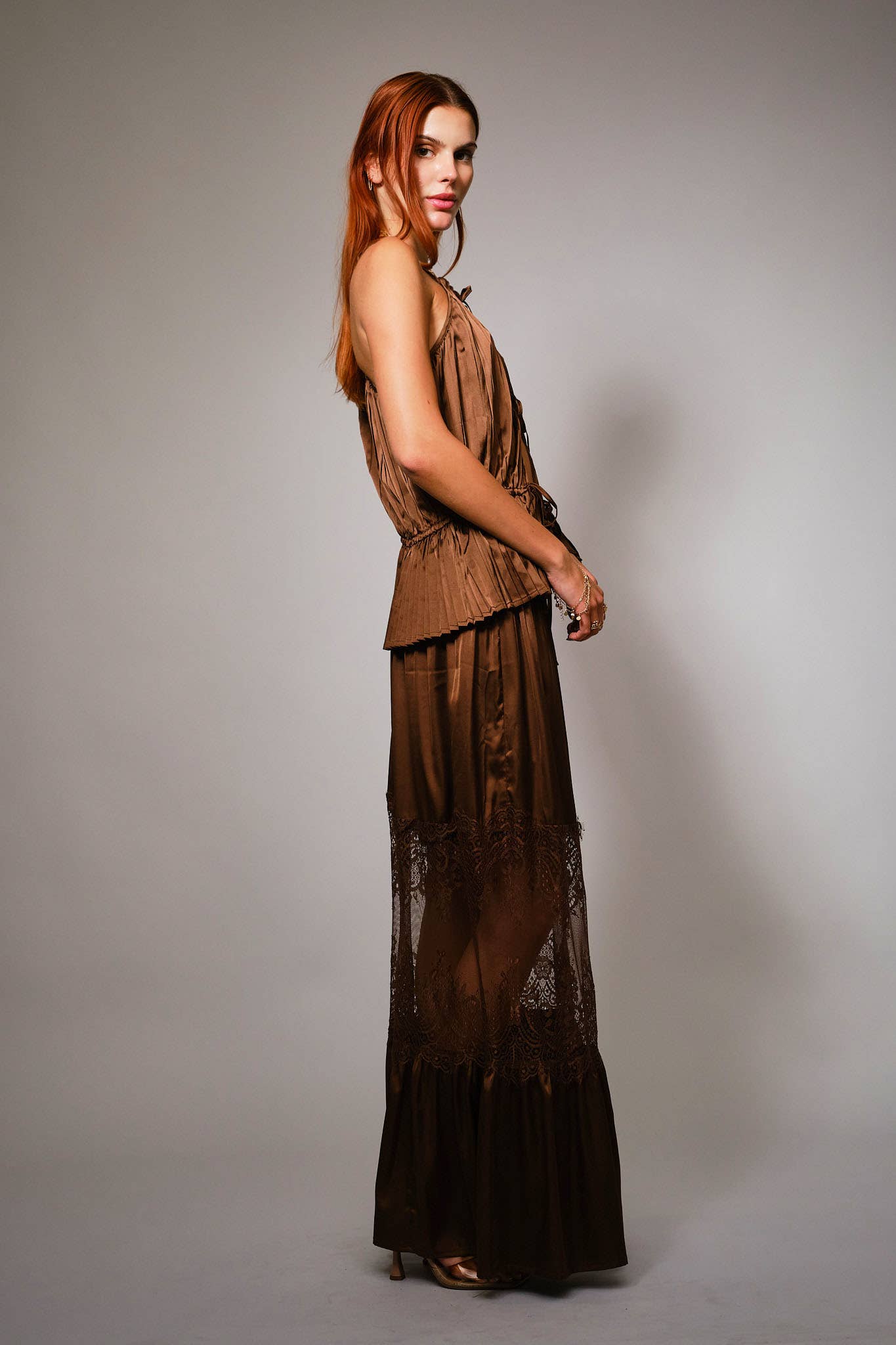 Satin Lace Insert Maxi