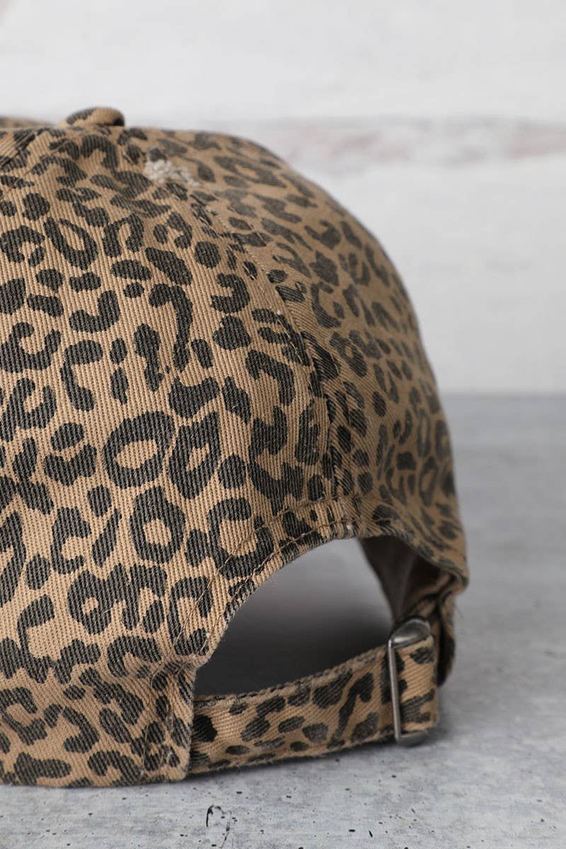Leopard Distressed Baseball Cap