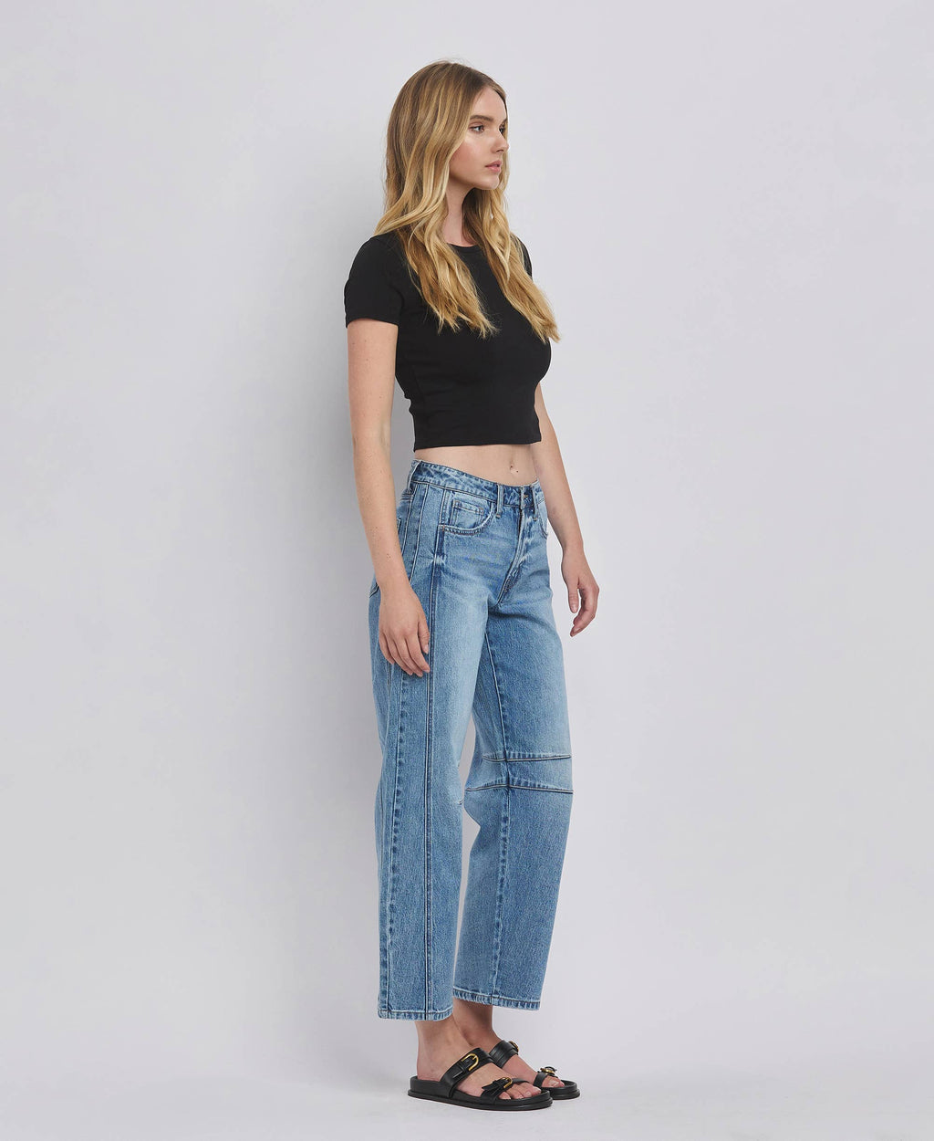 *HIGH RISE DART STRUCTURED FIT BARREL LEG JEANS JUNE 1-3