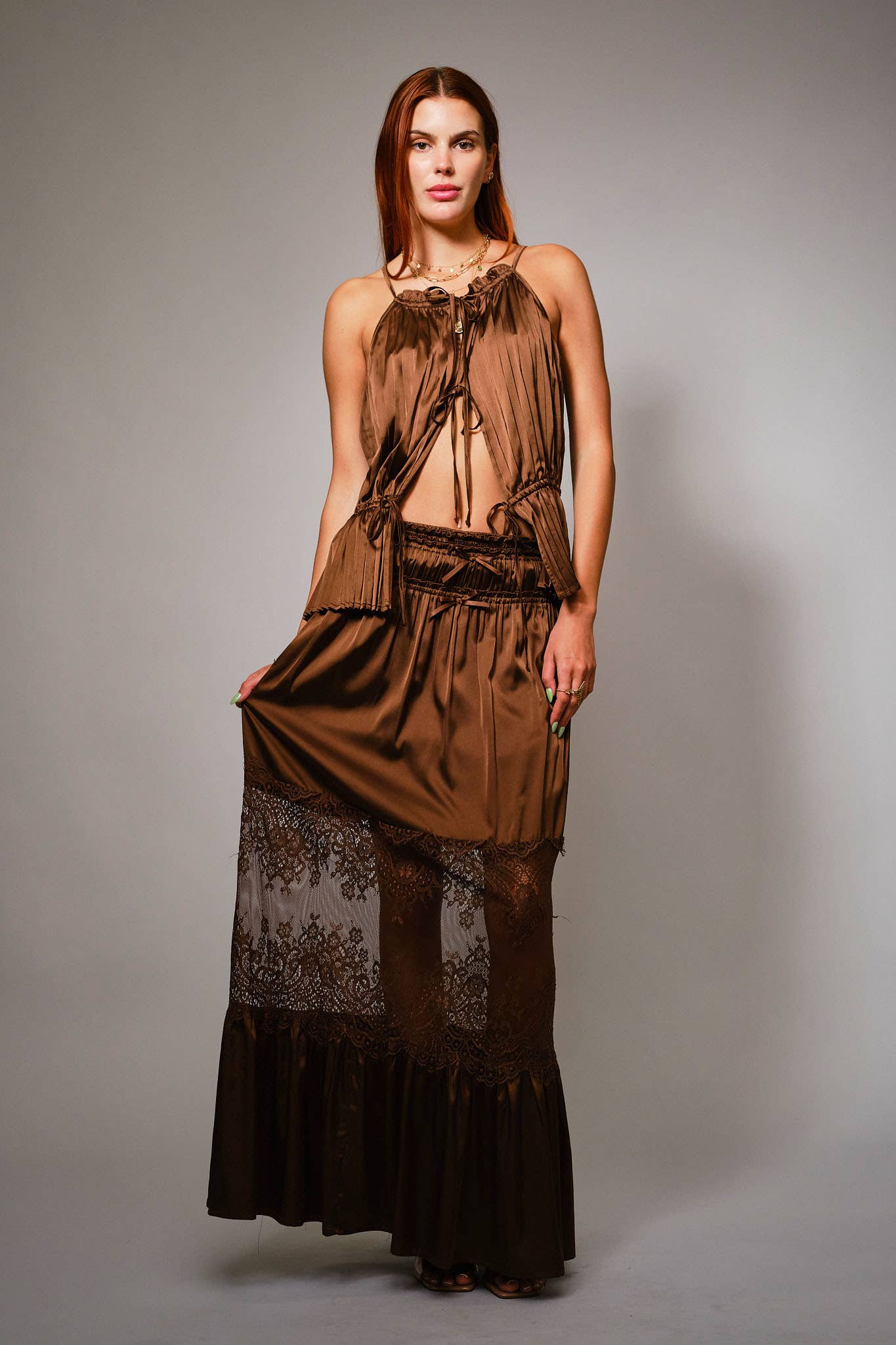 Satin Lace Insert Maxi