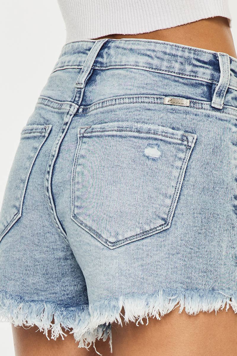 HIGH RISE FRAY HEM SHORTS *