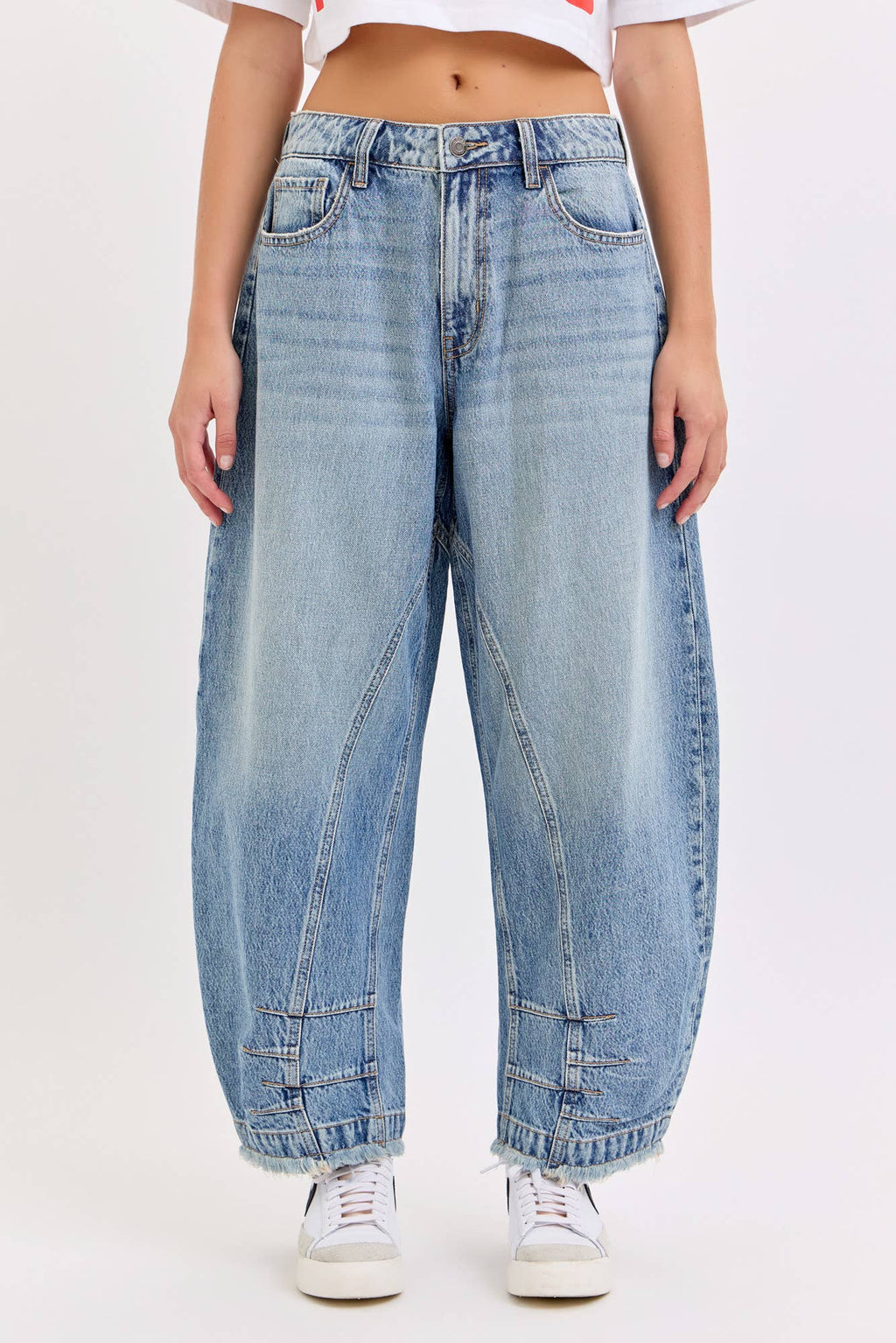 Mid Rise Barrel Leg with Seam Details Cello Jean - WV79880BR-M