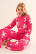 Hot Pink Star print Lounge Sweater Set
