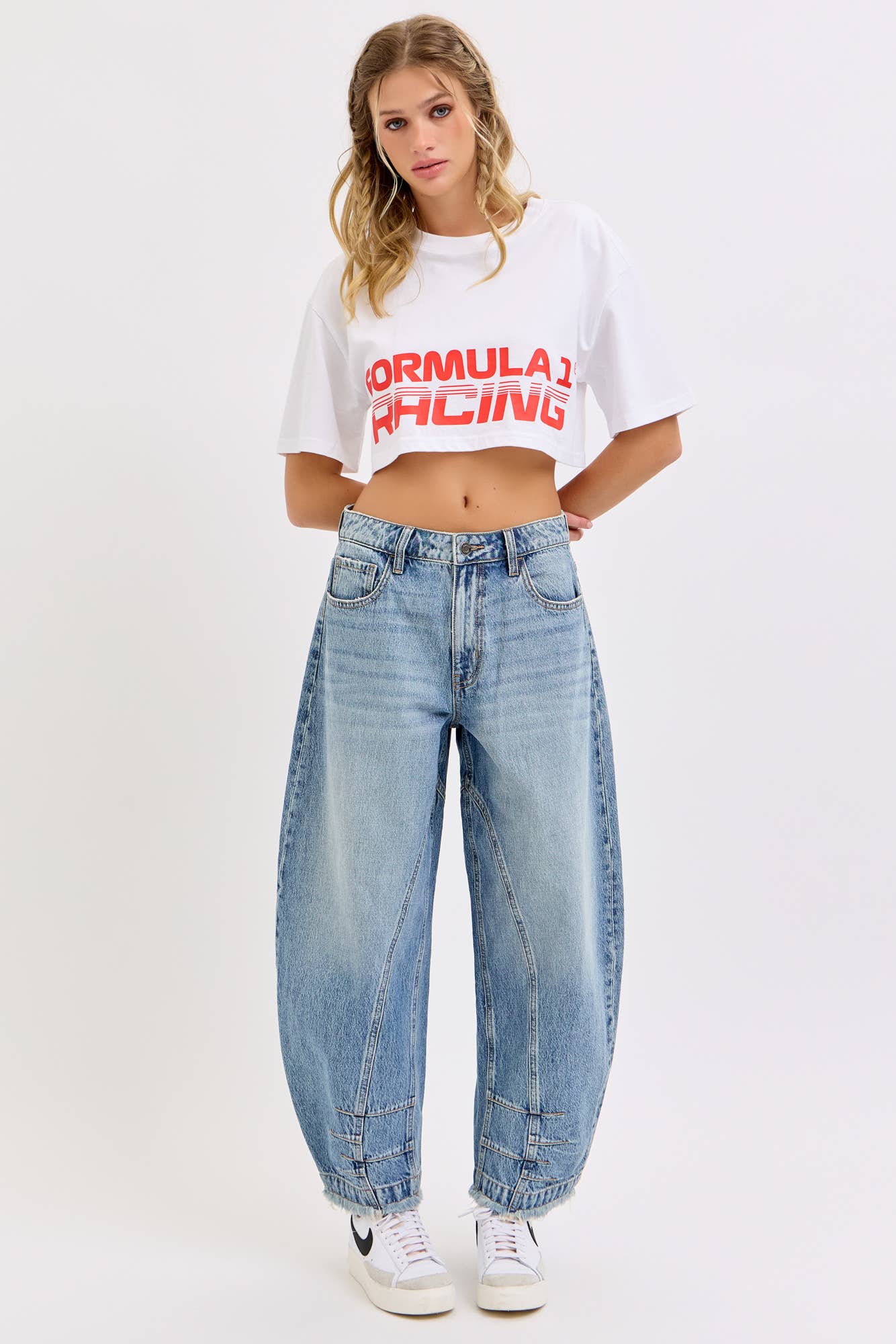 Mid Rise Barrel Leg with Seam Details Cello Jean - WV79880BR-M