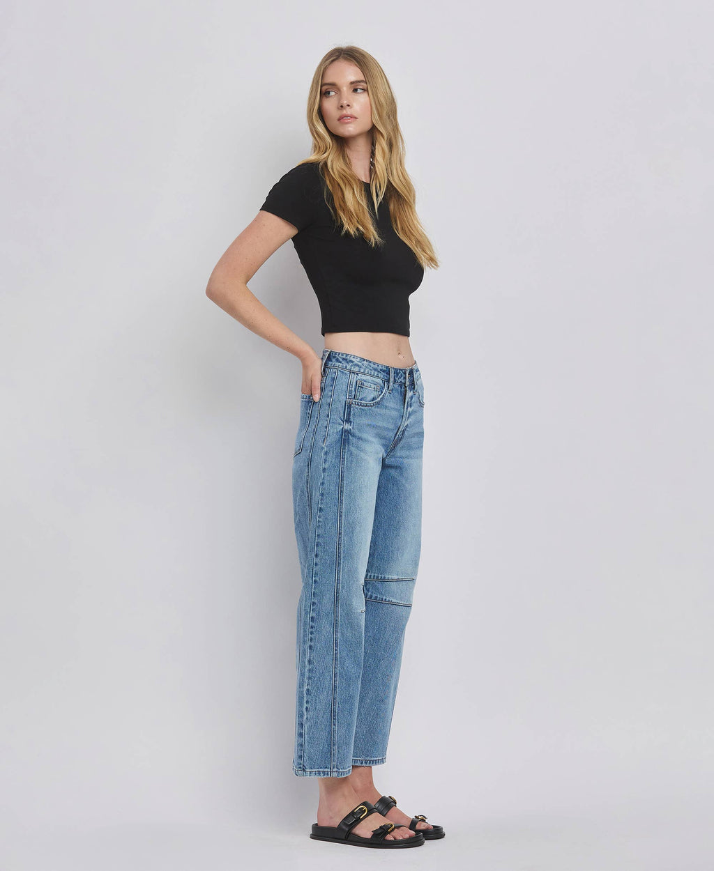 *HIGH RISE DART STRUCTURED FIT BARREL LEG JEANS JUNE 1-3