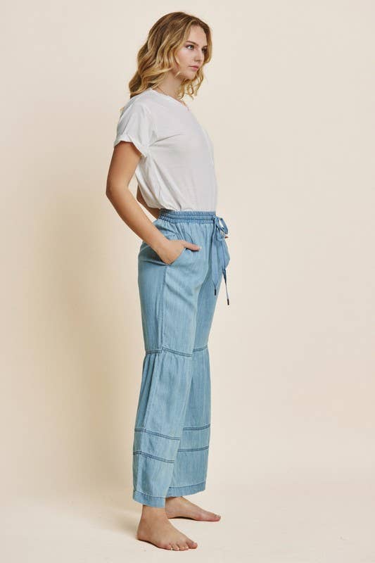 *Plus Washed Denim Tiered Wide Leg Pants APRIL 20-22