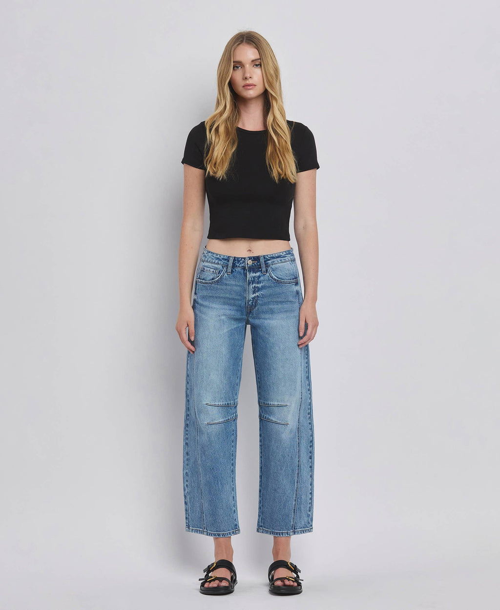 *HIGH RISE DART STRUCTURED FIT BARREL LEG JEANS JUNE 1-3