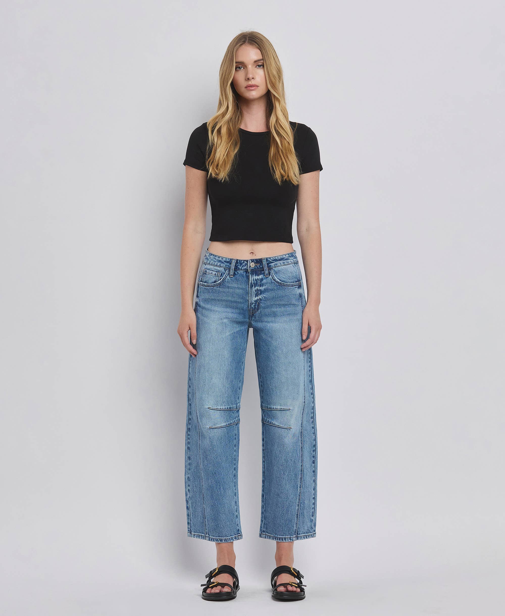 *HIGH RISE DART STRUCTURED FIT BARREL LEG JEANS JUNE 1-3