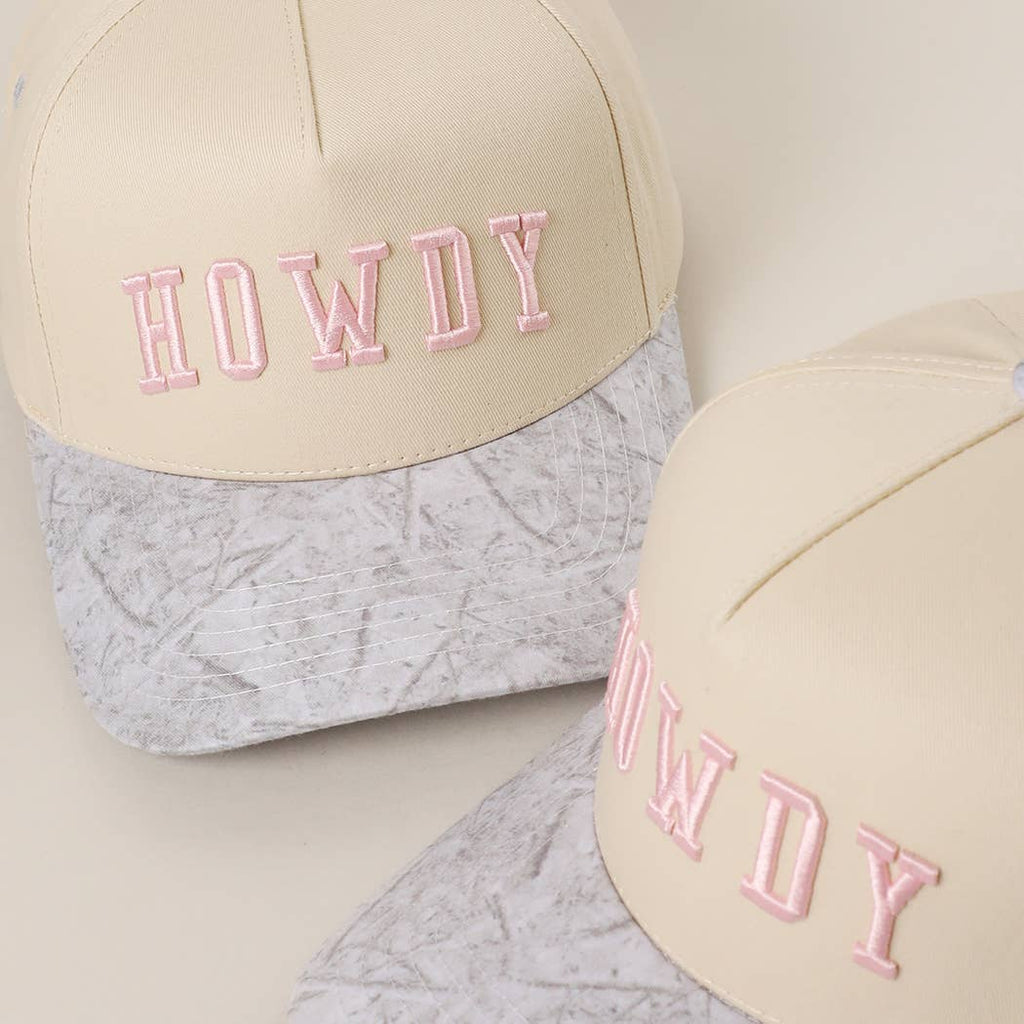 HOWDY Embroidered Two-Tone WHITE CAMO Trucker Hat