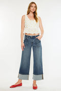 Kan Can Cropped wide leg Dark Wash Jeans KC2613D