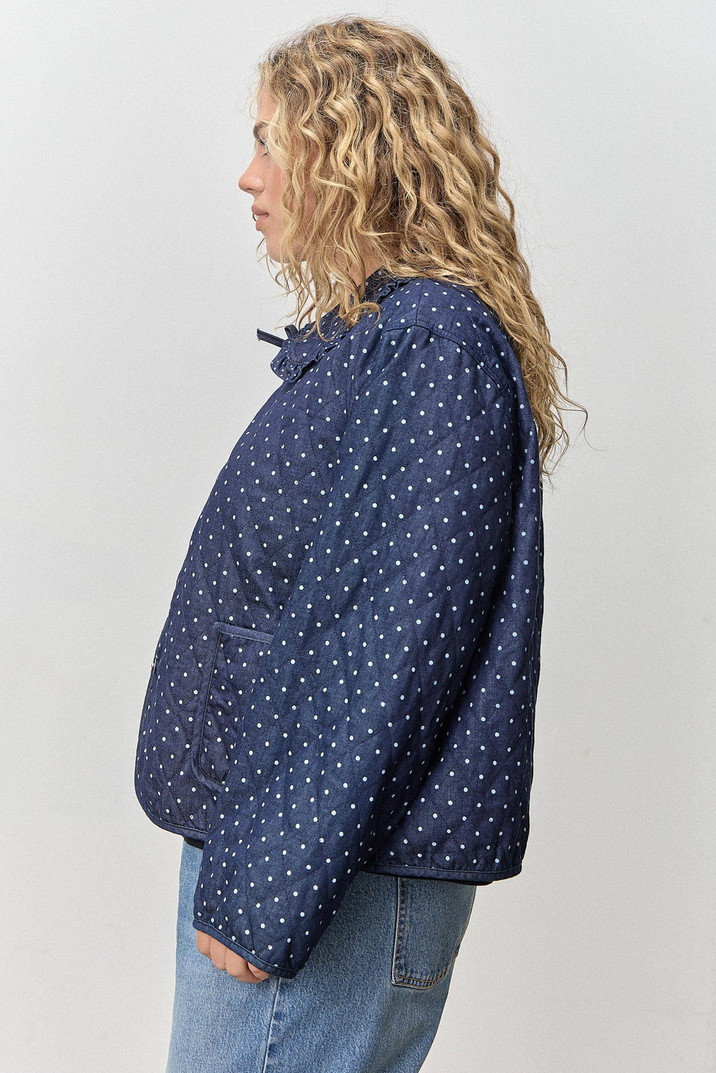 Polkadot Peter Pan Collar Jacket - Plus