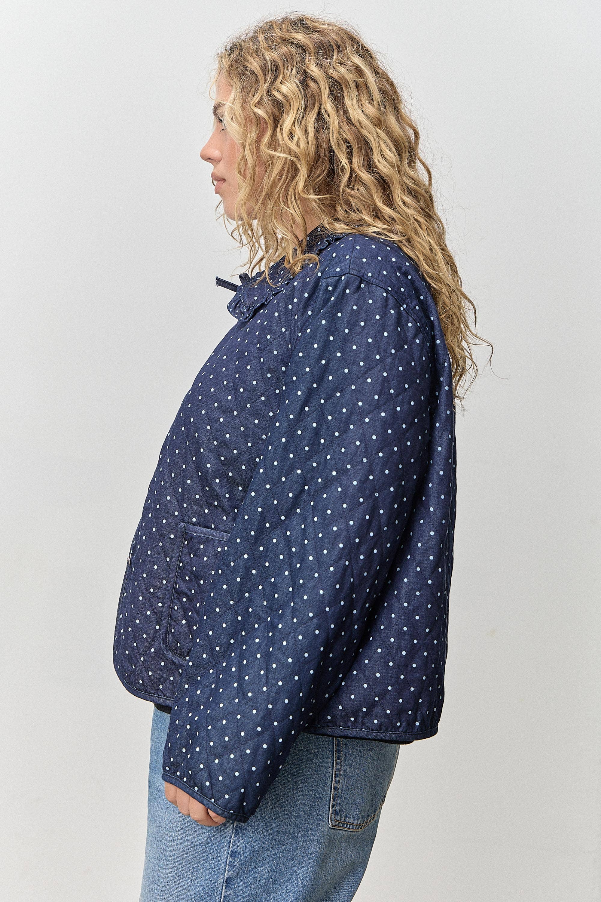 Polkadot Peter Pan Collar Jacket - Plus