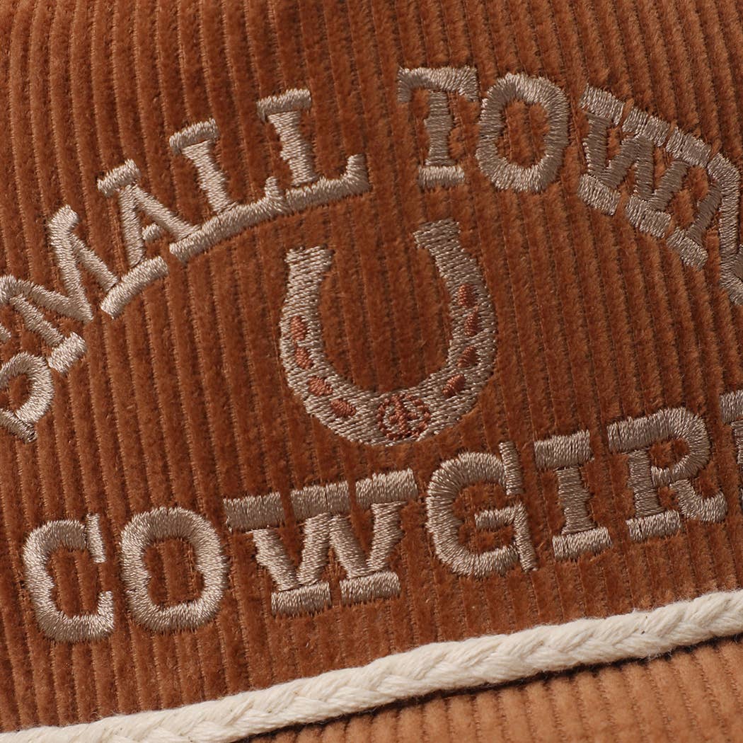 Small Town Cowgirl Corduroy Rope Trucker Hat
