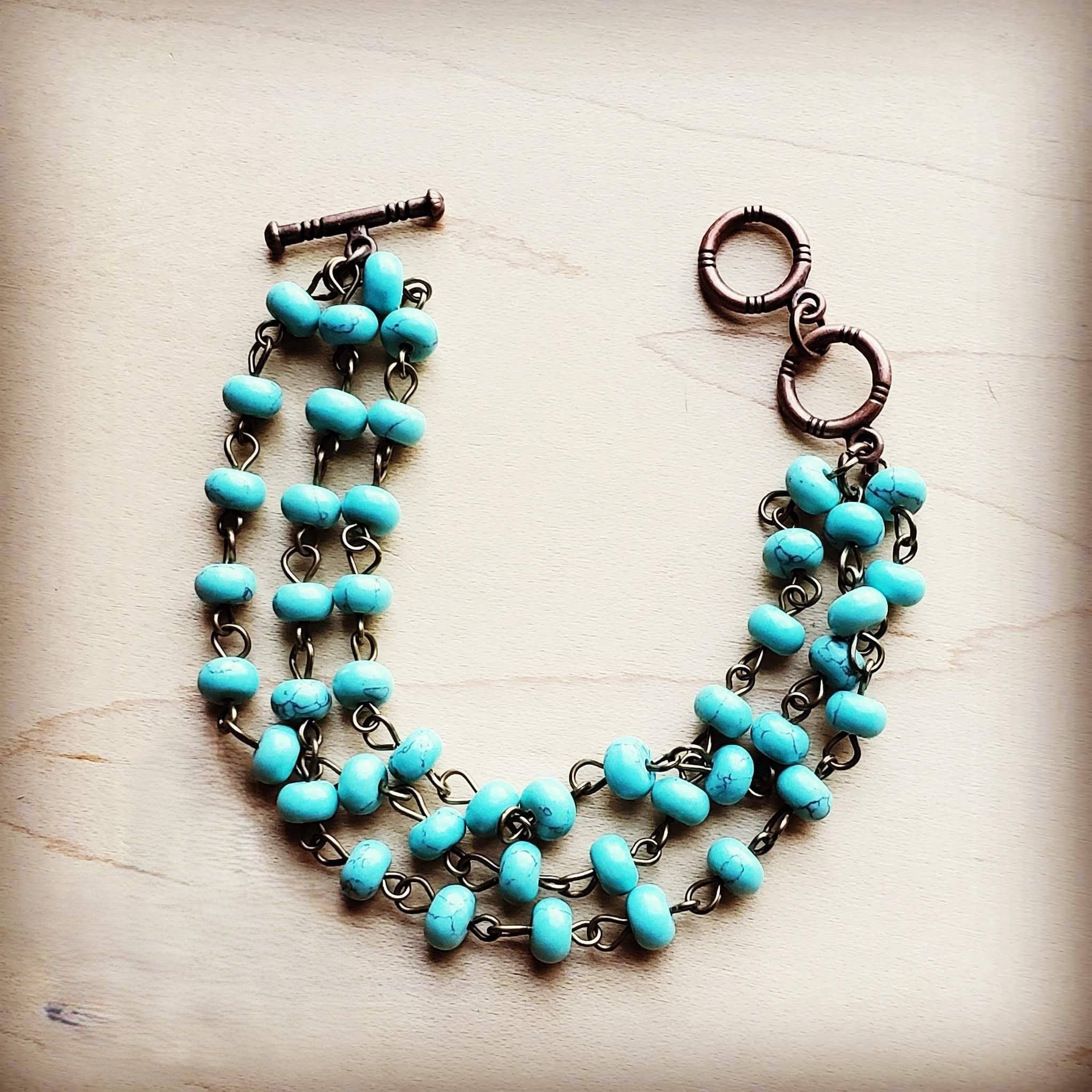 Turquoise Triple Strand Bracelet 804j
