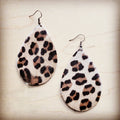 Leather Teardrop Earrings in Hair on Hide Leopard