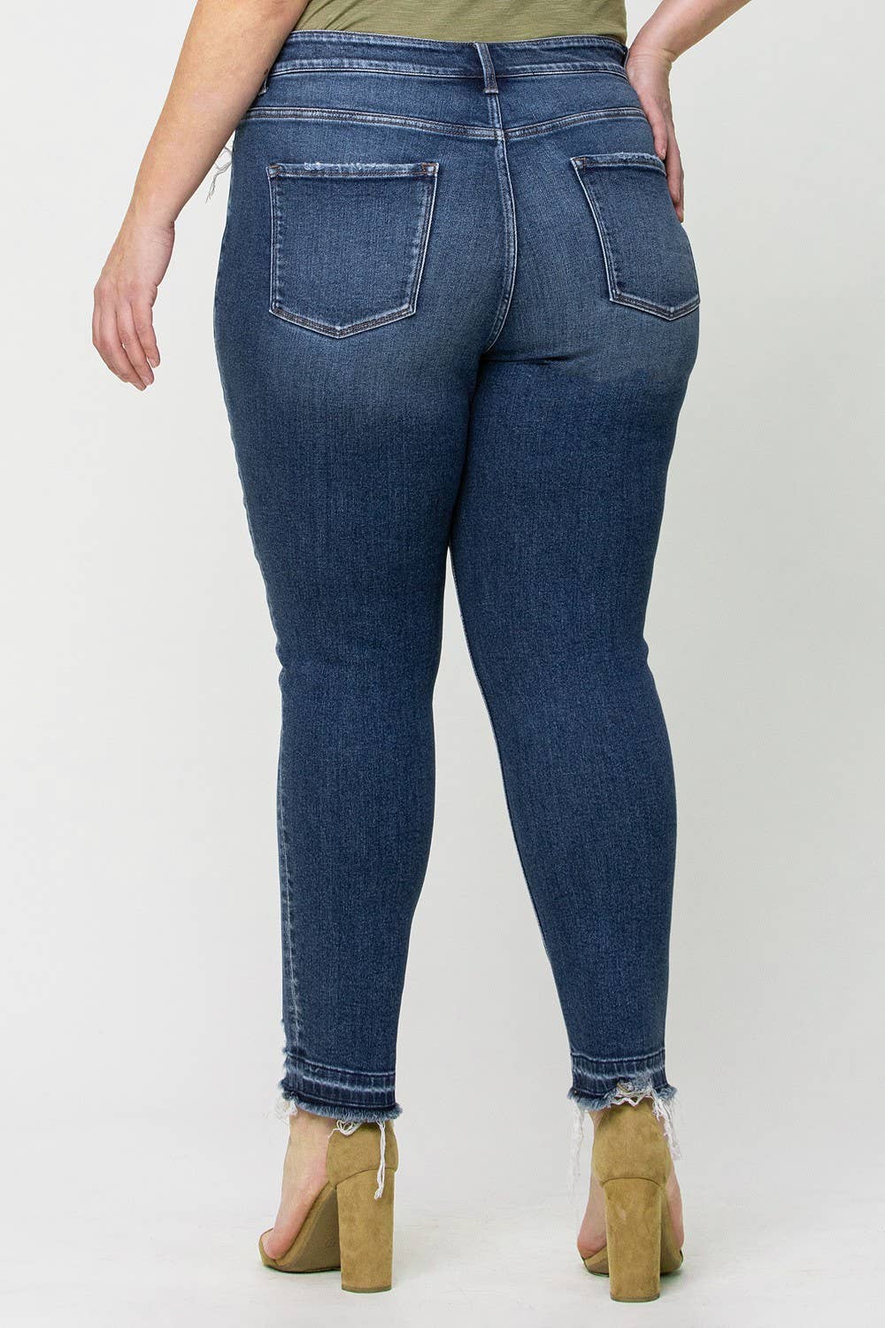 Haylie Plus Size High Rise Distressed Hem Crop Skinny Jeans