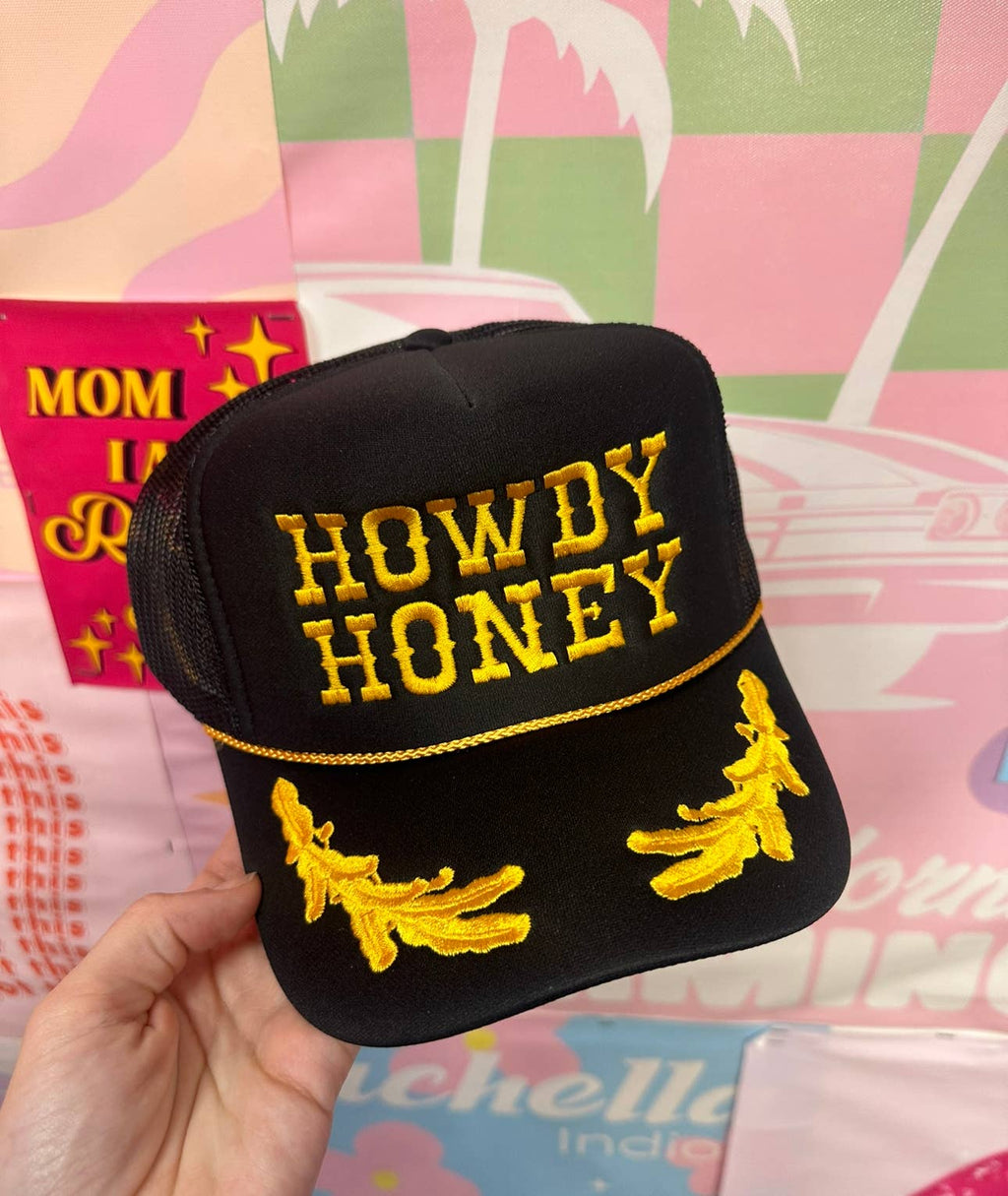 Black Howdy Honey Gold Trucker Hat