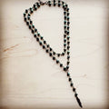 Double Strand Lariat African Turquoise Necklace w/ Copper Feather