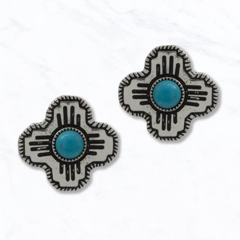 Western Zia Stone Stud Earrings