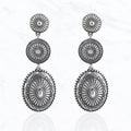 Metal Oval Concho Post Dangle Western Earrings