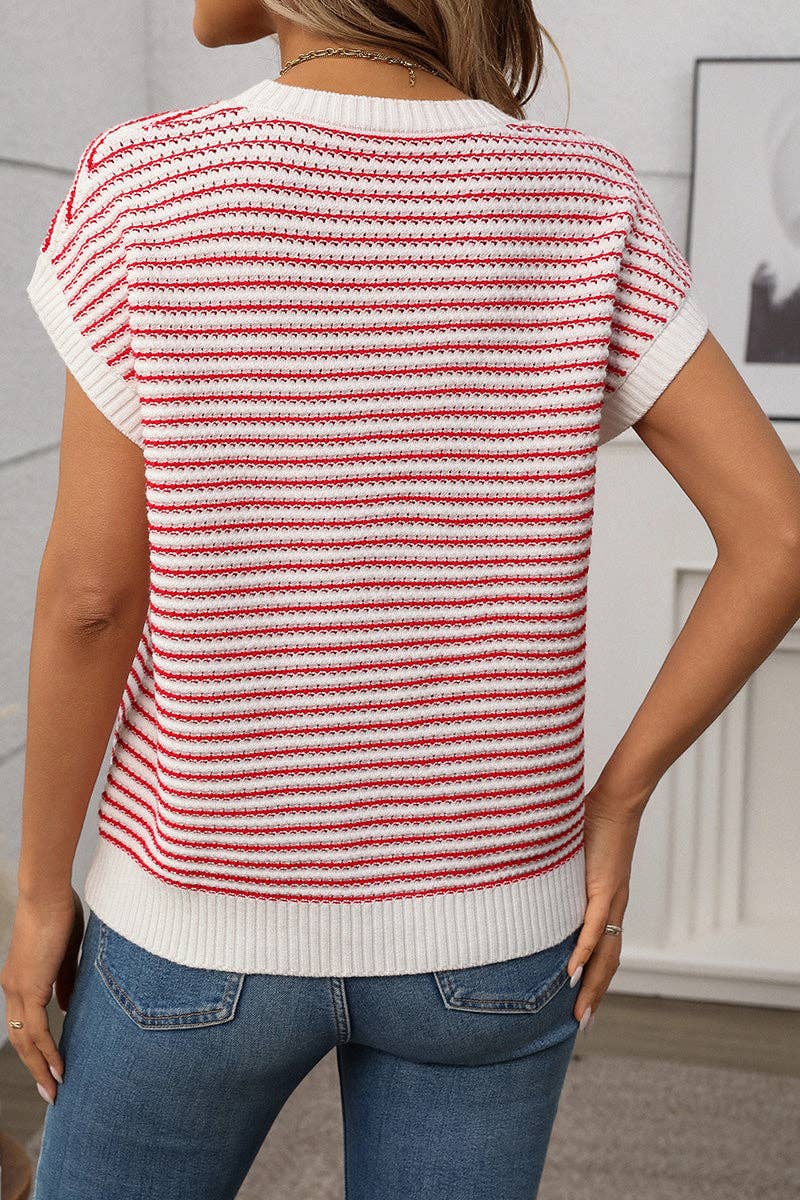 Red Striped Sweater Vest