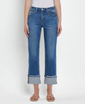 Victoria High Rise Cuffed Straight Jeans