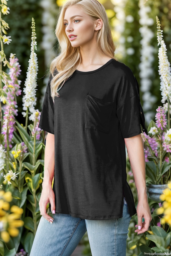 Scoop Neck Pocket Tee - Plus