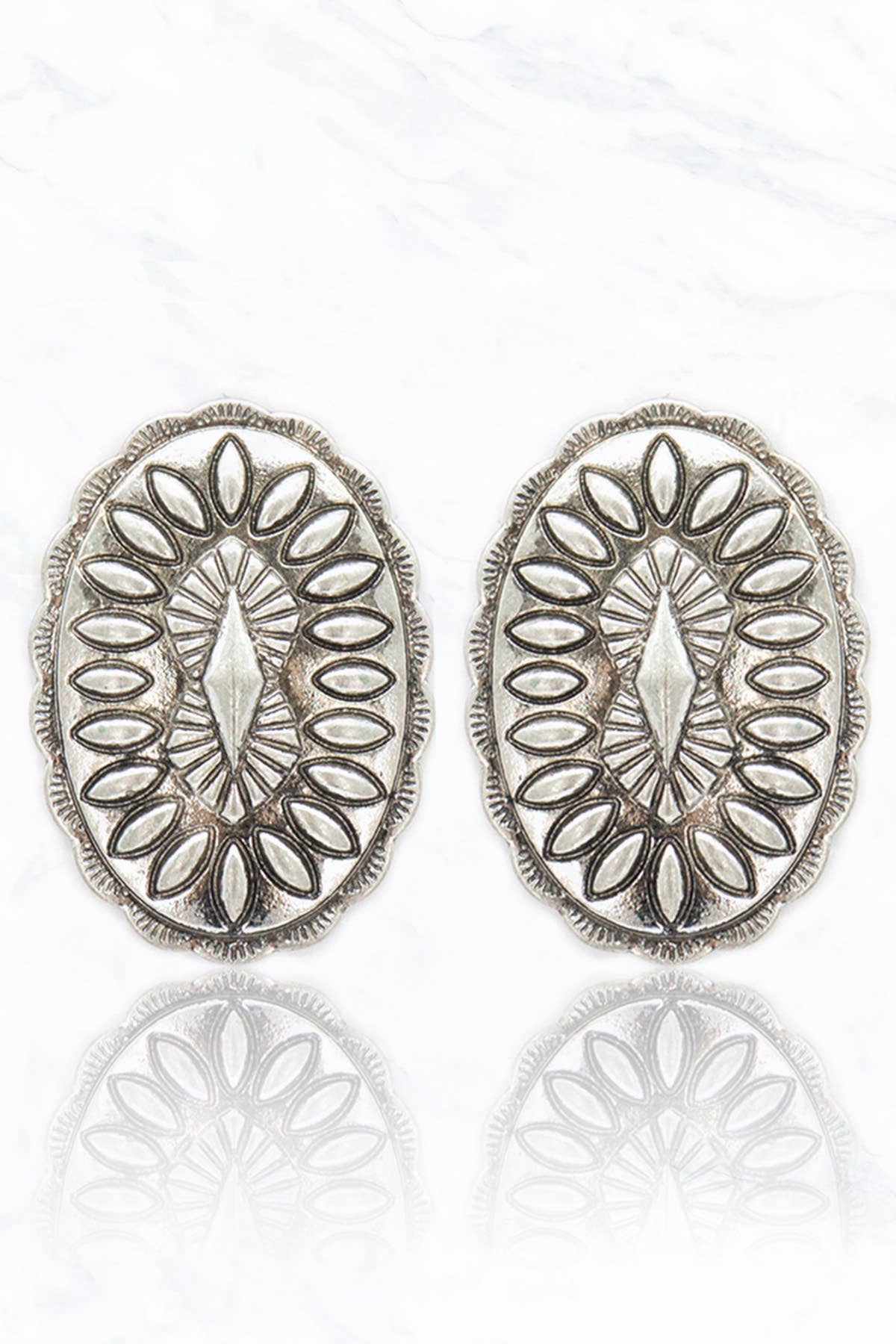 Oval Patterned Drop Earrings