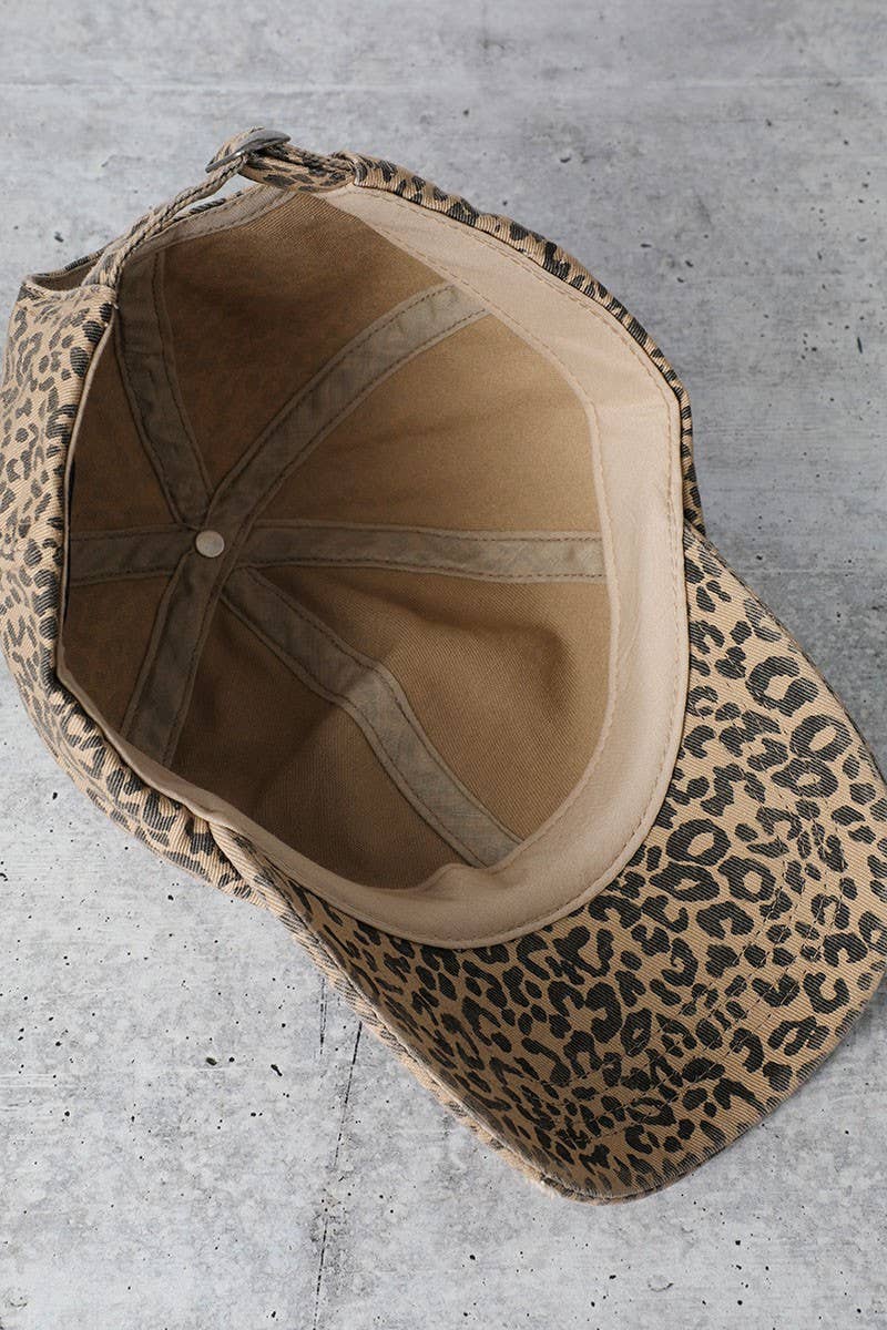 Leopard Distressed Baseball Cap
