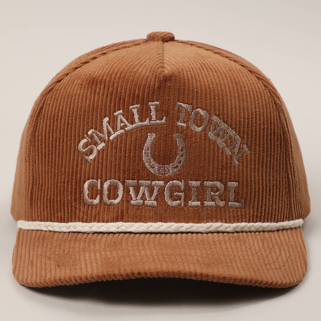 Small Town Cowgirl Corduroy Rope Trucker Hat