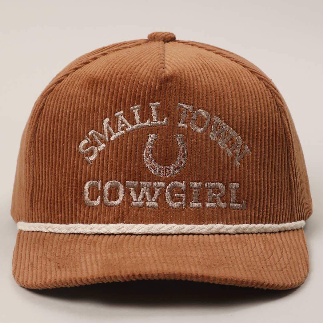 Small Town Cowgirl Corduroy Rope Trucker Hat
