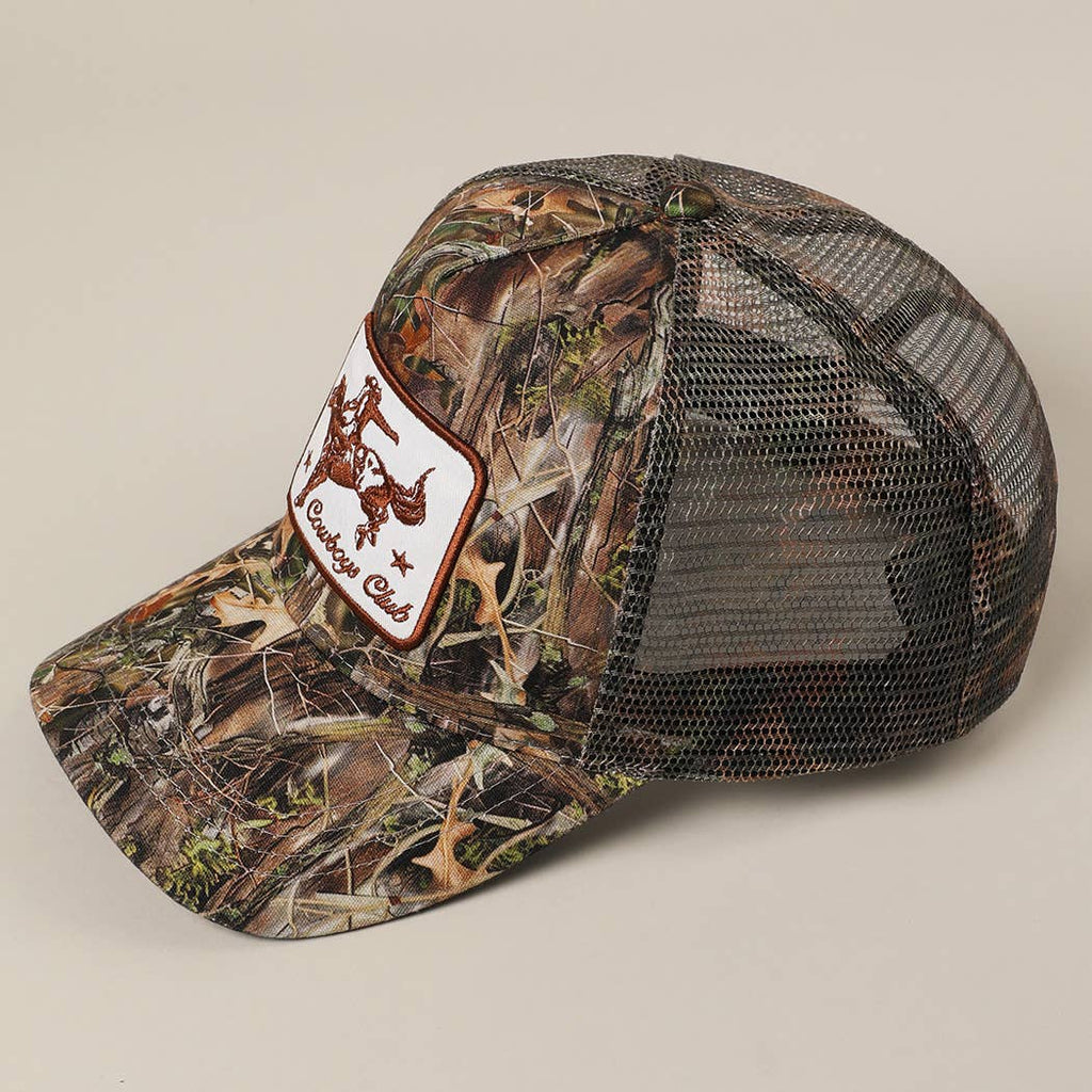 Cowboy and Horse Embroidery Patch Mesh Cap