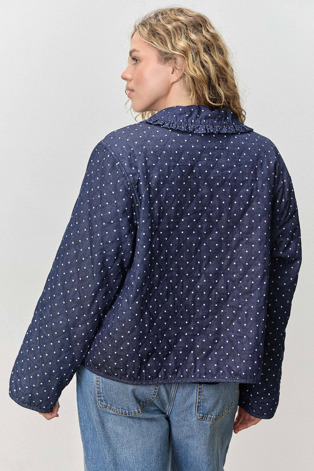 Polkadot Peter Pan Collar Jacket - Plus