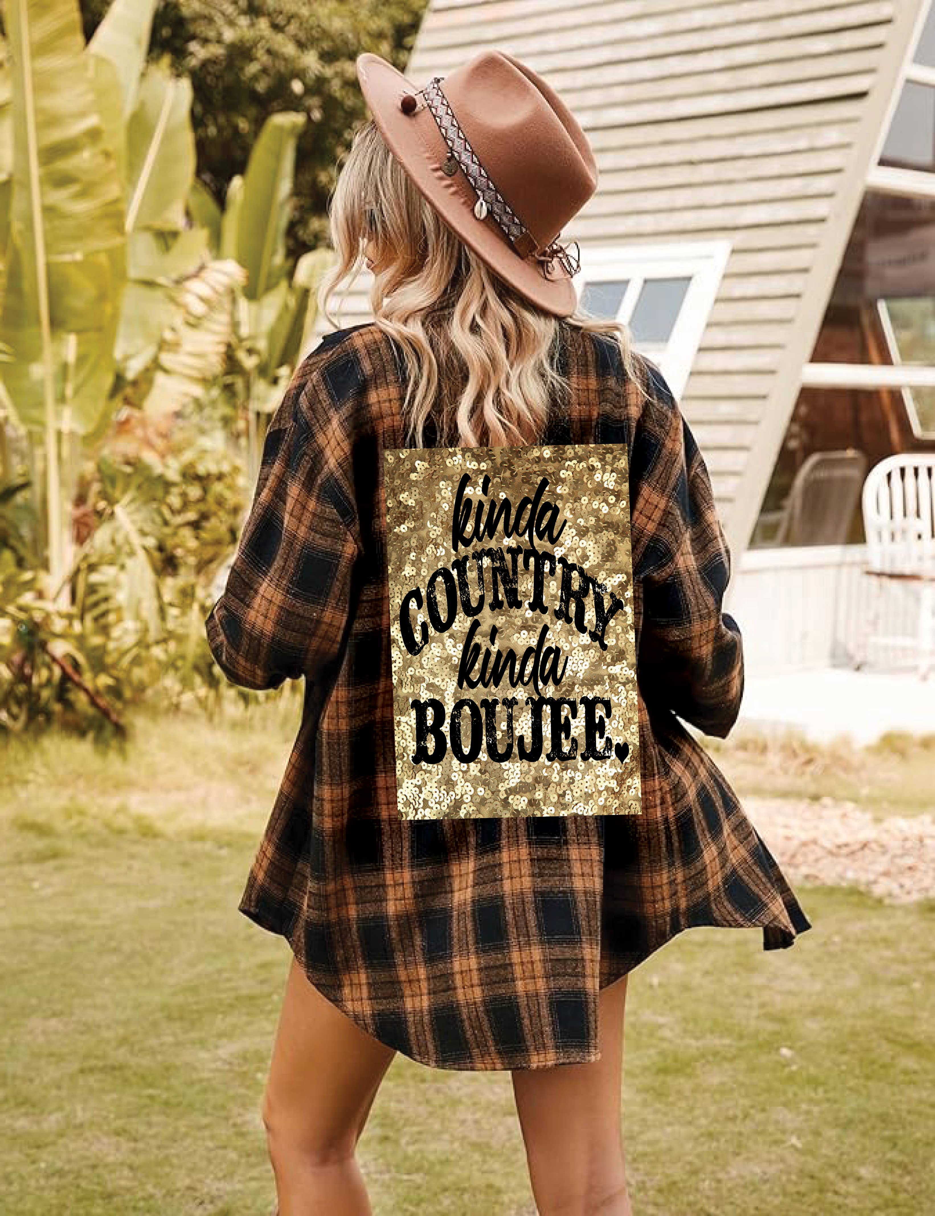 Kinda COUNTRY Kinda BOUJEE Flashy Sequin Patch Flannel