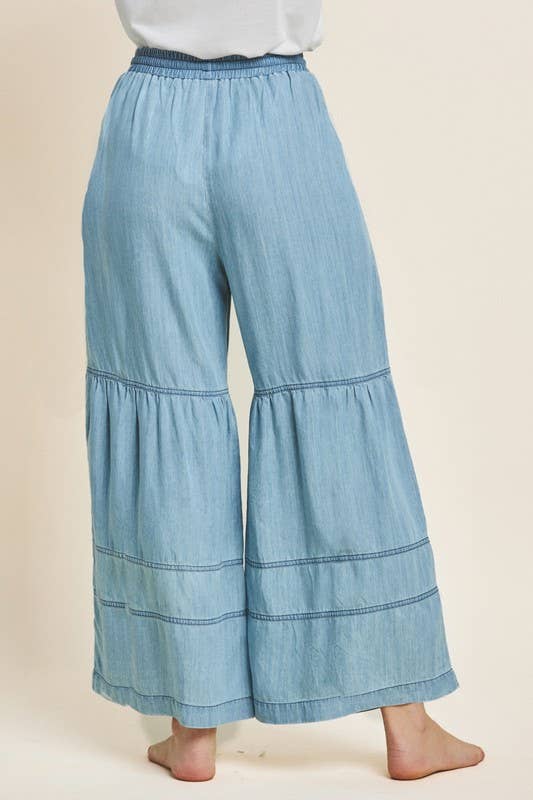*Plus Washed Denim Tiered Wide Leg Pants APRIL 20-22