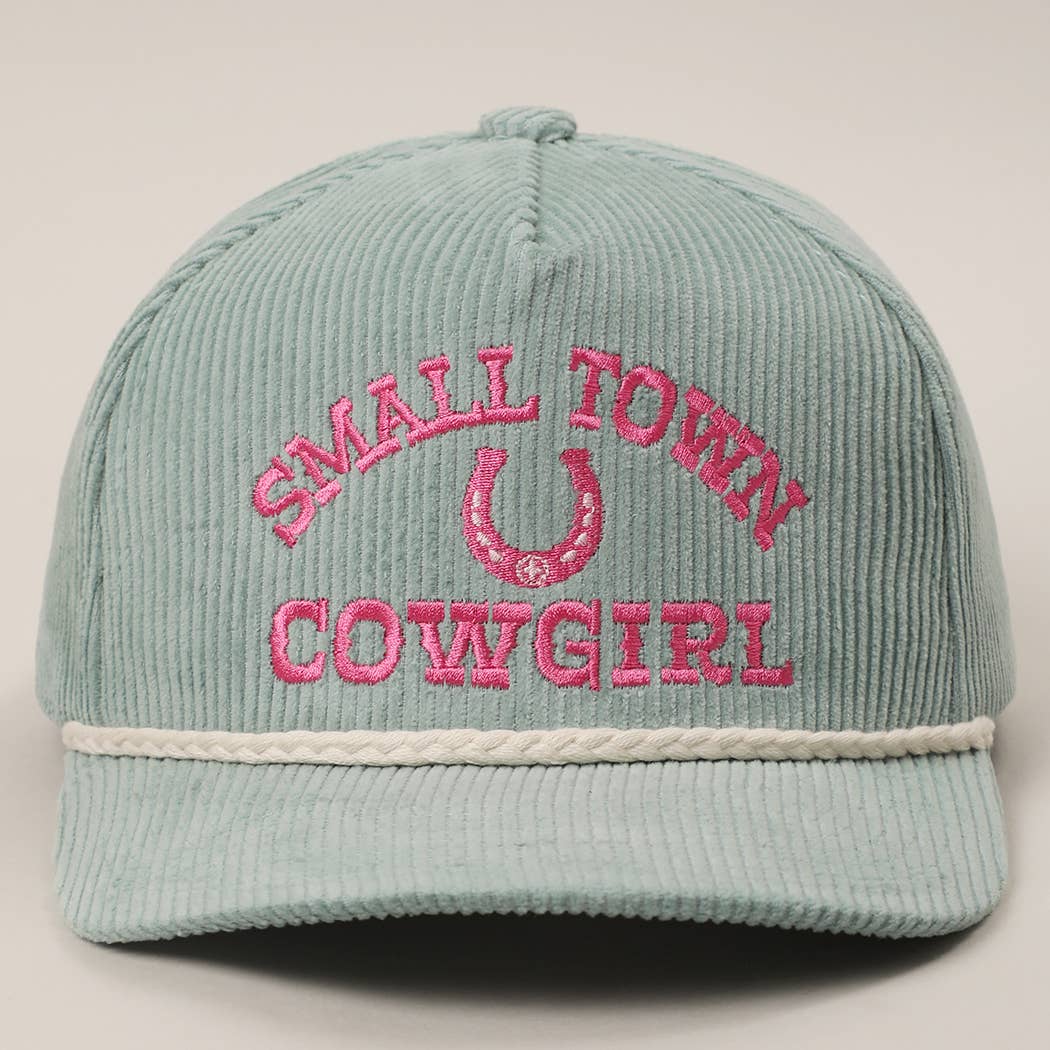 Small Town Cowgirl Corduroy Rope Trucker Hat