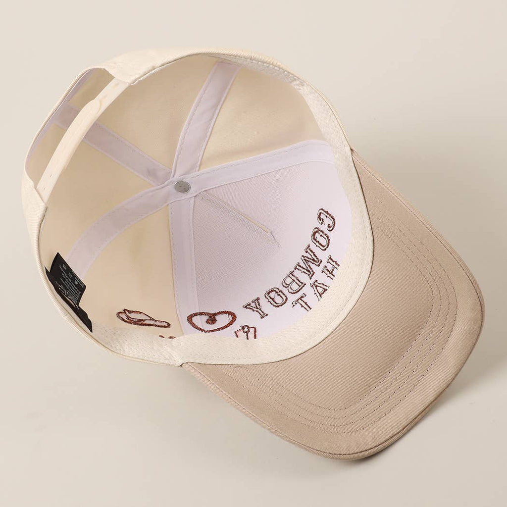 Cowboy Hat Cactus Heart Embroidery Trucker Hat
