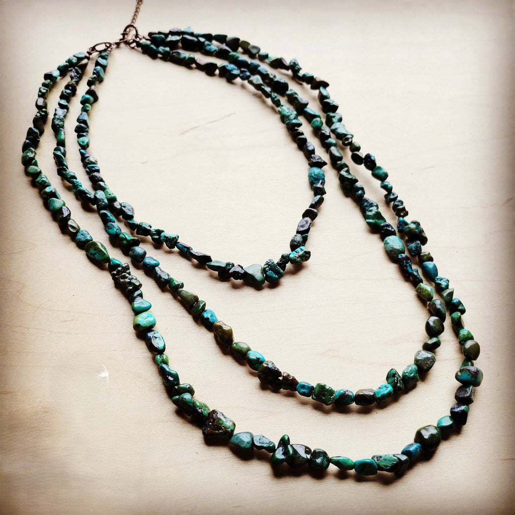 Genuine Natural Turquoise Triple Strand Necklace