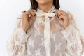 IVORY LACE TIE BOW LACE TOP