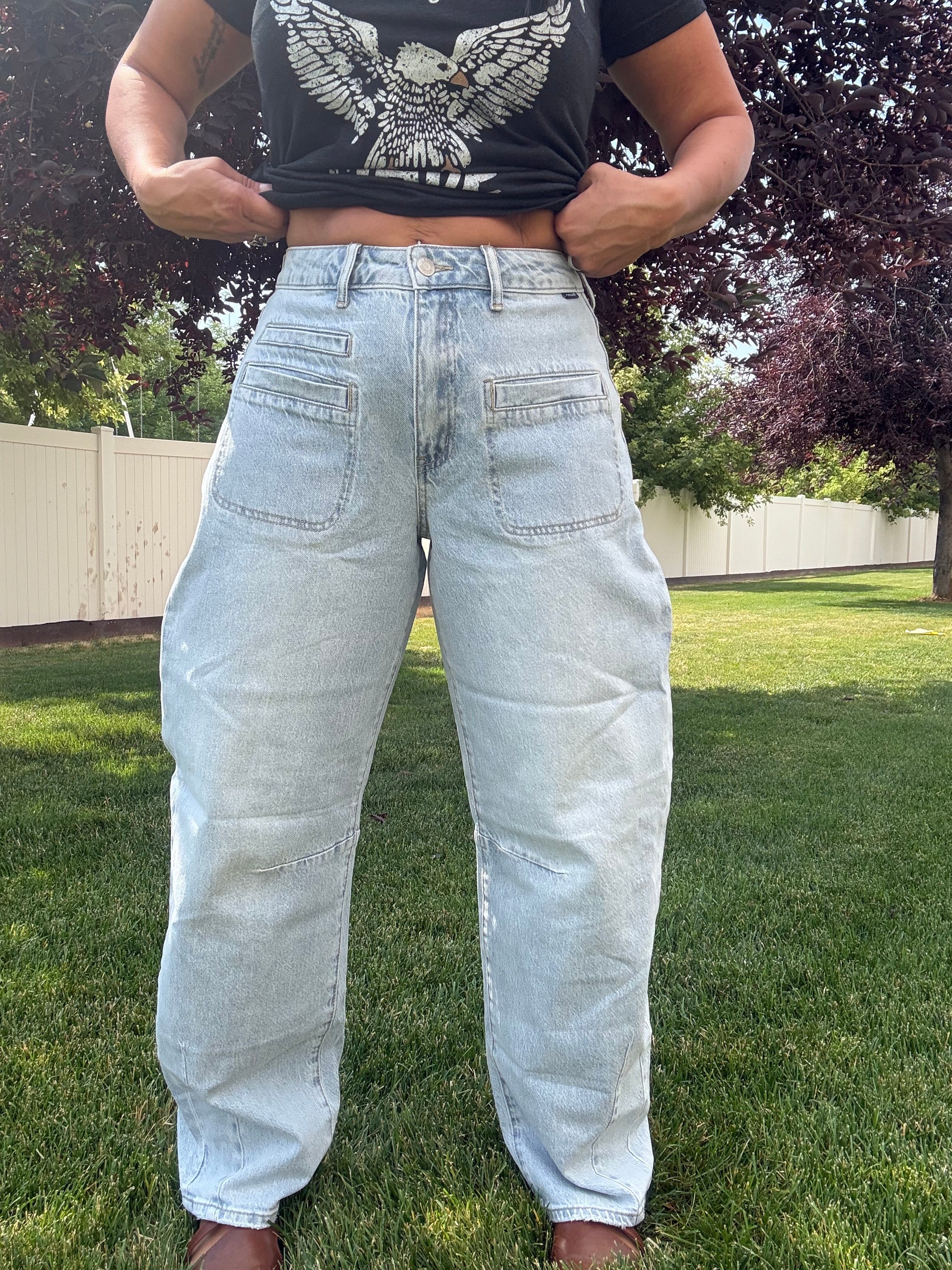 Light Wash Square Pocket Barrel