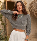 Cropped Distressed Sweater