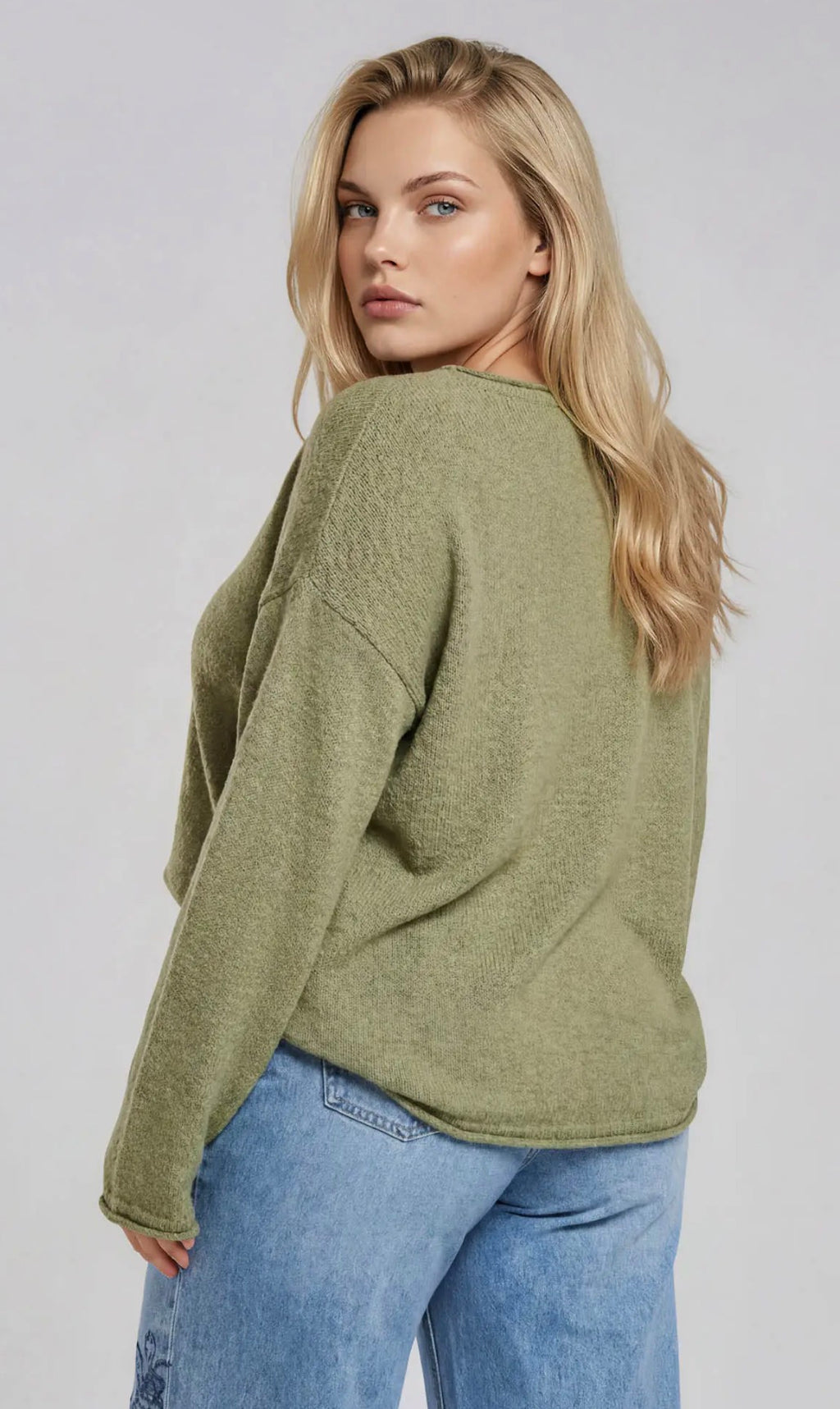 Plus-Raw Edge Knit Sweater